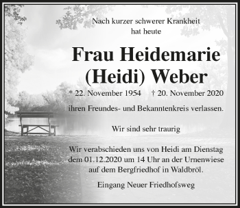 Anzeige von Heidemarie Weber von  Lokalanzeiger 