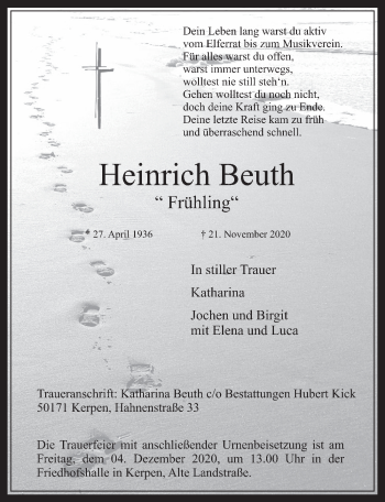 Anzeige von Heinrich Beuth von  Werbepost 