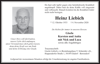 Anzeige von Heinz Liebich von  Werbepost 