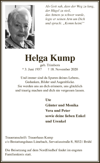 Anzeige von Helga Kump von  Schlossbote/Werbekurier 