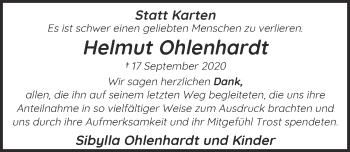 Anzeige von Helmut Ohlenhardt von  Kölner Wochenspiegel 