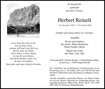 Anzeige von Herbert Reinelt von Kölner Stadt-Anzeiger / Kölnische Rundschau / Express