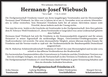 Anzeige von Hermann-Josef Wiebusch von  Werbepost 