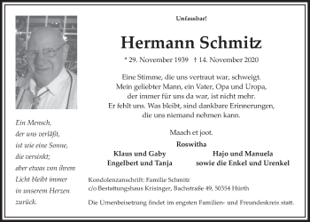 Anzeige von Hermann Schmitz von  Wochenende 