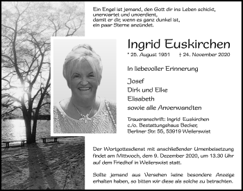 Anzeige von Ingrid Euskirchen von  Blickpunkt Euskirchen 