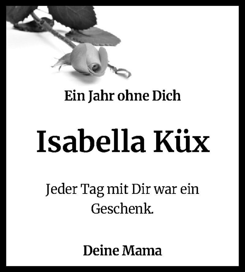  Traueranzeige für Isabella Küx vom 07.11.2020 aus Kölner Stadt-Anzeiger / Kölnische Rundschau / Express
