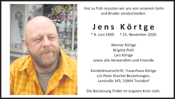 Anzeige von Jens Körtge von Kölner Stadt-Anzeiger / Kölnische Rundschau / Express