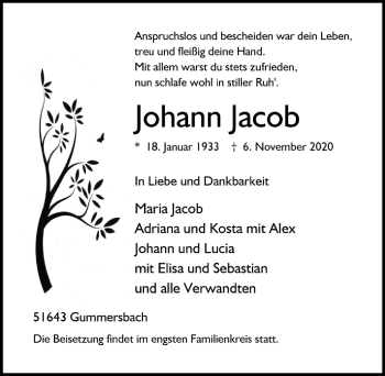 Anzeige von Johann Jacob von  Anzeigen Echo 