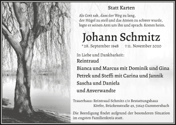 Anzeige von Johann Schmitz von  Anzeigen Echo 