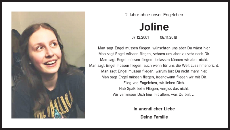  Traueranzeige für Joline Schöngen vom 07.11.2020 aus Kölner Stadt-Anzeiger / Kölnische Rundschau / Express