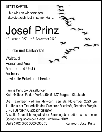 Anzeige von Josef Prinz von Kölner Stadt-Anzeiger / Kölnische Rundschau / Express