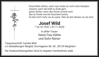 Anzeige von Josef Wild von  Werbepost 