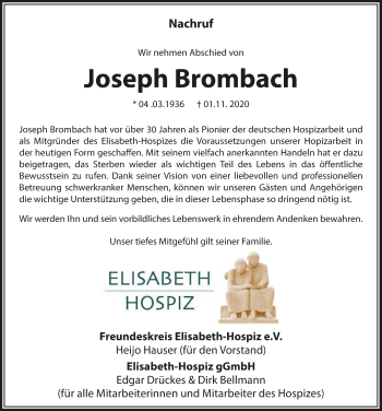 Anzeige von Joseph Brombach von  Extra Blatt 