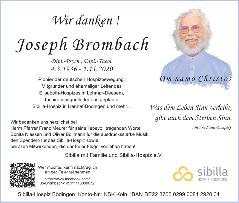  Traueranzeige für Joseph Brombach vom 21.11.2020 aus Kölner Stadt-Anzeiger / Kölnische Rundschau / Express