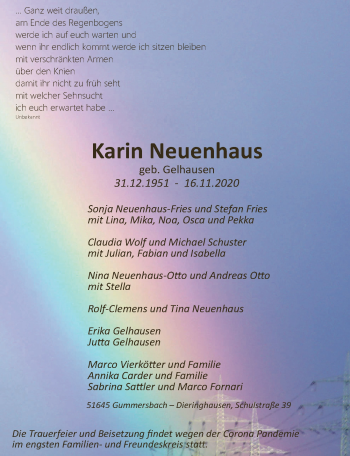 Anzeige von Karin Neuenhaus von  Anzeigen Echo 