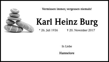 Anzeige von Karl Heinz Burg von Kölner Stadt-Anzeiger / Kölnische Rundschau / Express