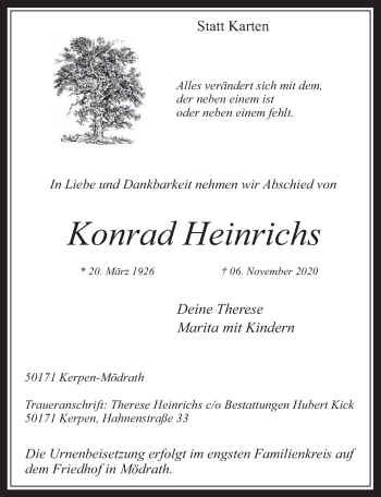 Anzeige von Konrad Heinrichs von  Werbepost 