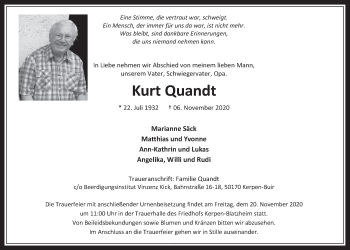 Anzeige von Kurt Quandt von  Werbepost 