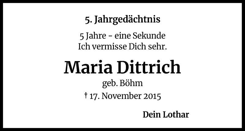  Traueranzeige für Maria Dittrich vom 18.07.2023 aus Kölner Stadt-Anzeiger / Kölnische Rundschau / Express