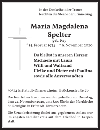 Anzeige von Maria Magdalena Spelter von  Werbepost 