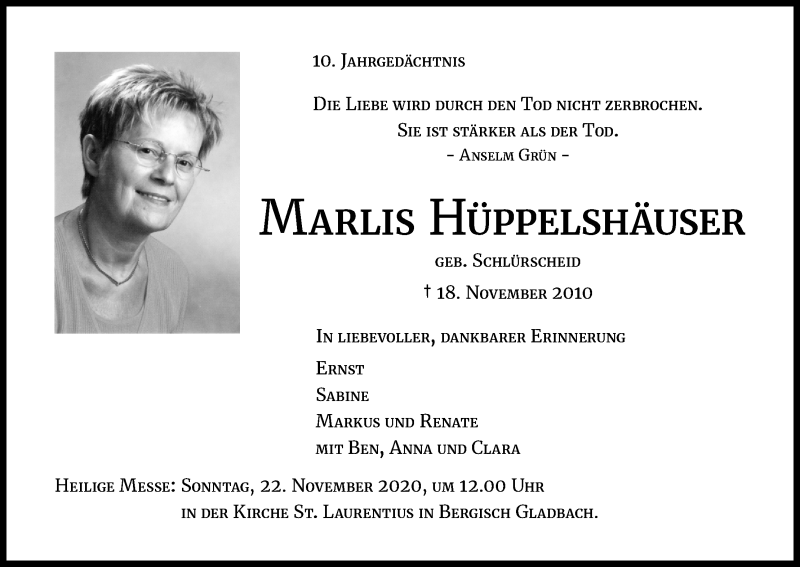  Traueranzeige für Marlis Hüppelshäuser vom 18.07.2023 aus Kölner Stadt-Anzeiger / Kölnische Rundschau / Express