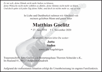 Anzeige von Matthias Goelitz von  Werbepost 