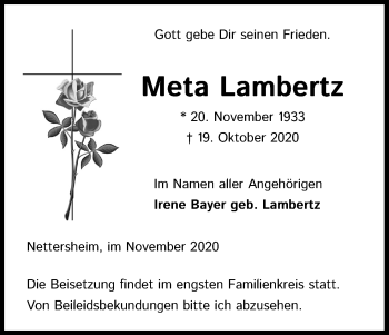 Anzeige von Meta Lambertz von Kölner Stadt-Anzeiger / Kölnische Rundschau / Express