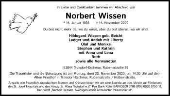 Anzeige von Norbert Wissen von Kölner Stadt-Anzeiger / Kölnische Rundschau / Express