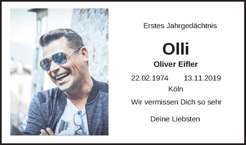  Traueranzeige für Oliver Eifler vom 13.11.2020 aus Kölner Stadt-Anzeiger / Kölnische Rundschau / Express