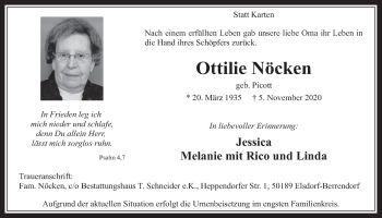 Anzeige von Ottilie Nöcken von  Werbepost 