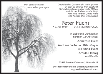 Anzeige von Peter Fuchs von  Schaufenster/Blickpunkt 