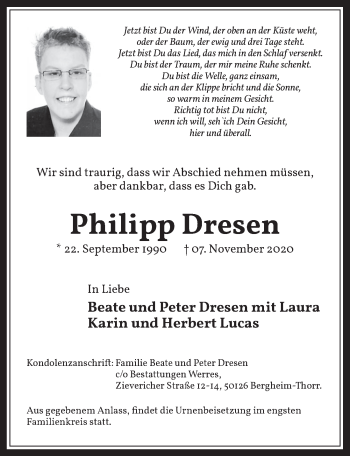 Anzeige von Philipp Dresen von  Werbepost 