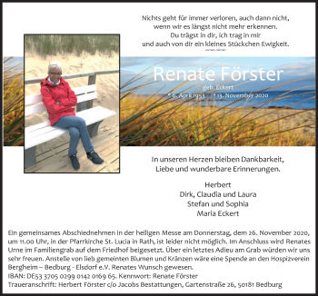 Anzeige von Renate Förster von  Werbepost 