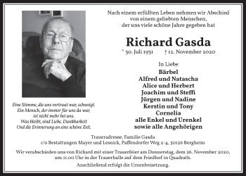 Anzeige von Richard Gasda von  Werbepost 
