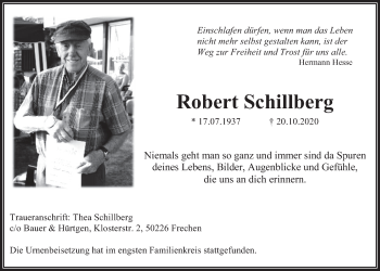 Anzeige von Robert Schillberg von  Werbepost 