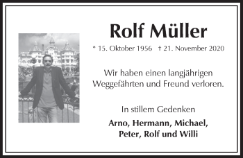 Anzeige von Rolf Müller von  Wochenende 