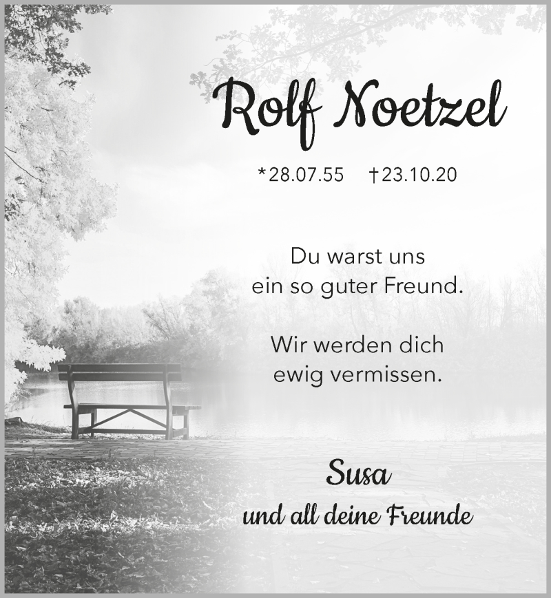  Traueranzeige für Rolf Noetzel vom 06.11.2020 aus  Anzeigen Echo 