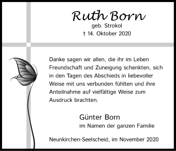 Anzeige von Ruth Born von Kölner Stadt-Anzeiger / Kölnische Rundschau / Express