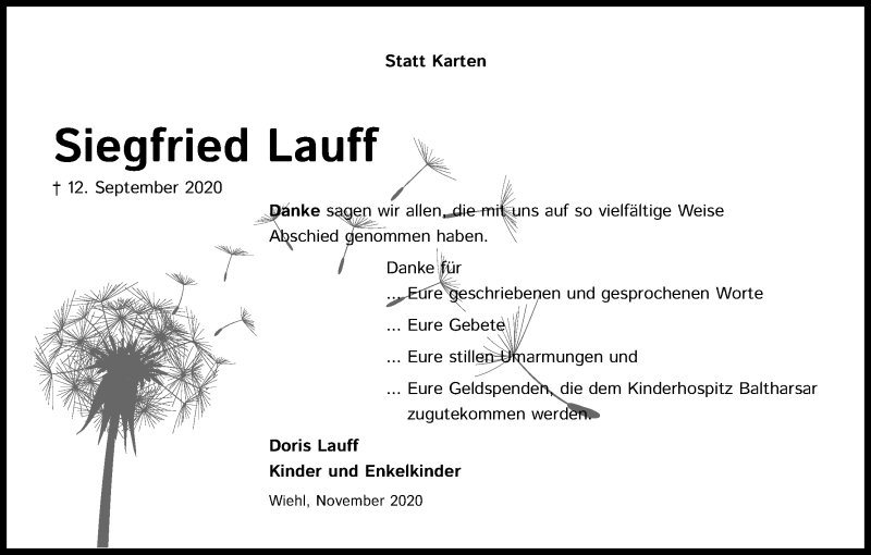  Traueranzeige für Siegfried Lauff vom 07.11.2020 aus Kölner Stadt-Anzeiger / Kölnische Rundschau / Express