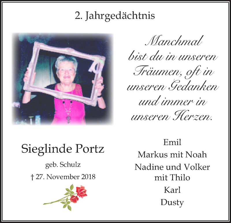  Traueranzeige für Sieglinde Portz vom 27.11.2020 aus Kölner Stadt-Anzeiger / Kölnische Rundschau / Express