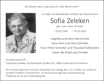 Anzeige von Sofia Zeleken von  Blickpunkt Euskirchen 