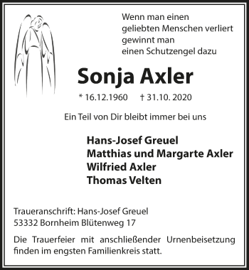 Anzeige von Sonja Axler von  Schaufenster/Blickpunkt 