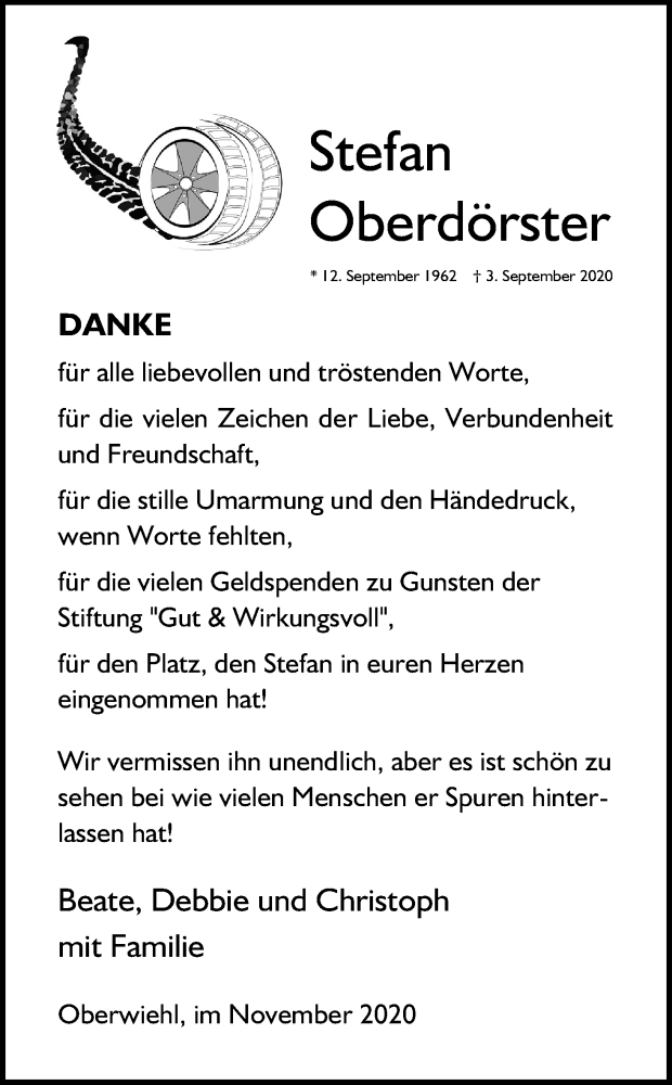  Traueranzeige für Stefan Oberdörster vom 14.11.2020 aus Kölner Stadt-Anzeiger / Kölnische Rundschau / Express