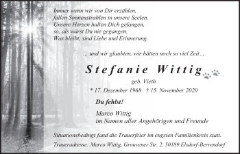 Anzeige von Stefanie Wittig von  Werbepost 