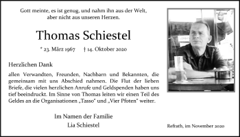 Anzeige von Thomas Schiestel von  Bergisches Handelsblatt 