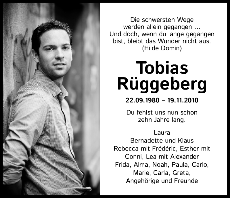  Traueranzeige für Tobias Rüggeberg vom 21.11.2020 aus Kölner Stadt-Anzeiger / Kölnische Rundschau / Express