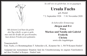 Anzeige von Ursula Fuchs von  Werbepost 