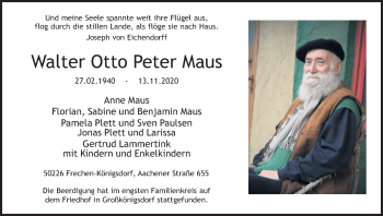 Anzeige von Walter Otto Peter Maus von Kölner Stadt-Anzeiger / Kölnische Rundschau / Express