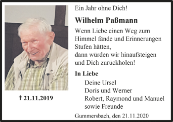 Anzeige von Wilhelm Paßmann von  Anzeigen Echo 