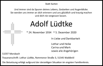 Anzeige von Adolf Lüdtke von  Lokalanzeiger 